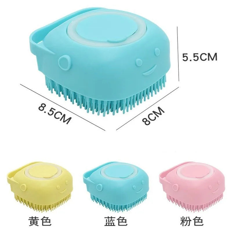 LMZOE Pet Silicone Bath Soft Brush Massage Comfortable Bath Dispenser Beauty Cleaning Supplies for Cats and Dogs