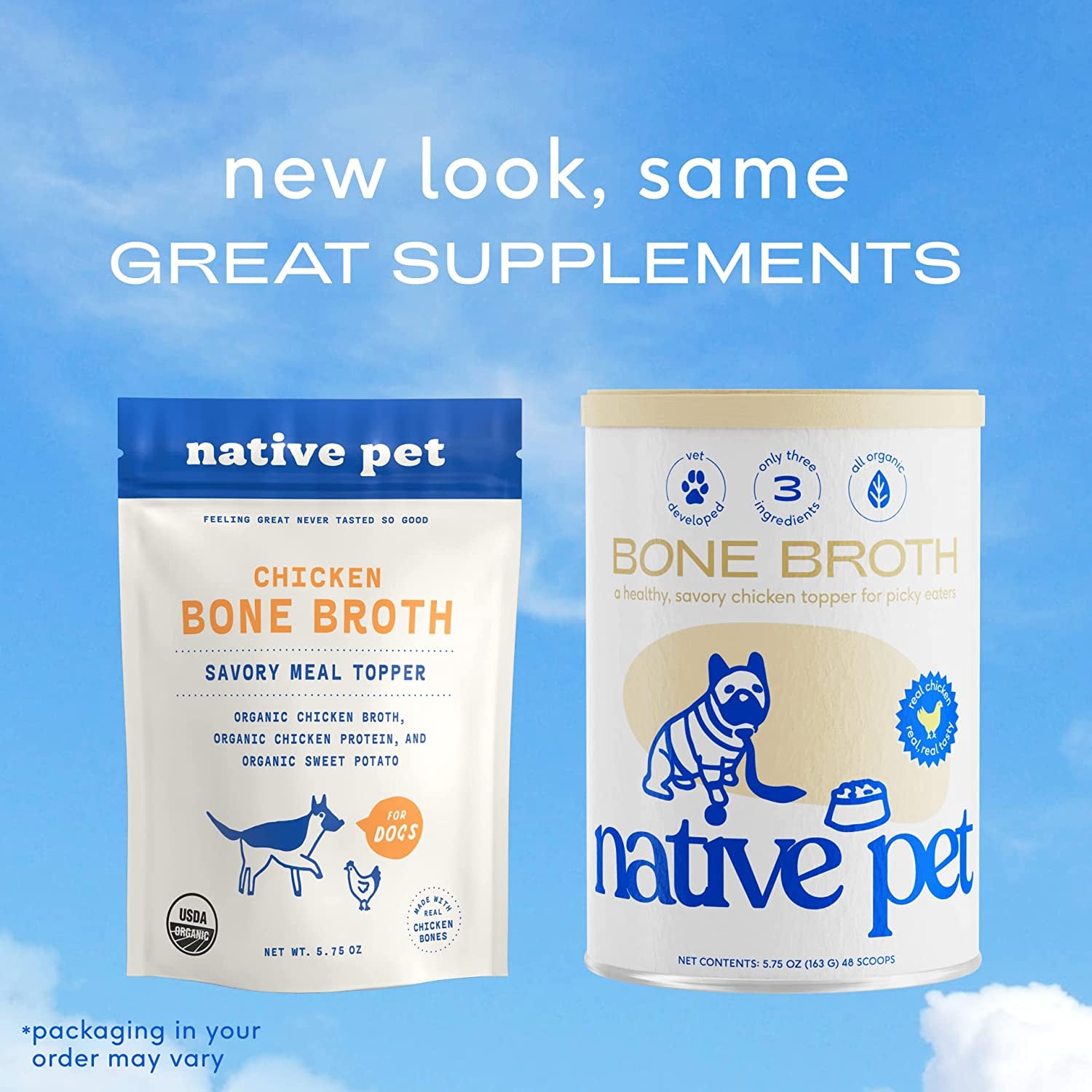 Bone Broth for Dogs and Cats – Chicken Broth for Cats & Dogs - Dog Bone Broth Powder, Dog Food Topper for Picky Eaters - Dog Gravy Topper for Dry Food – Dog Broth & Cat Broth – 5.75 Oz